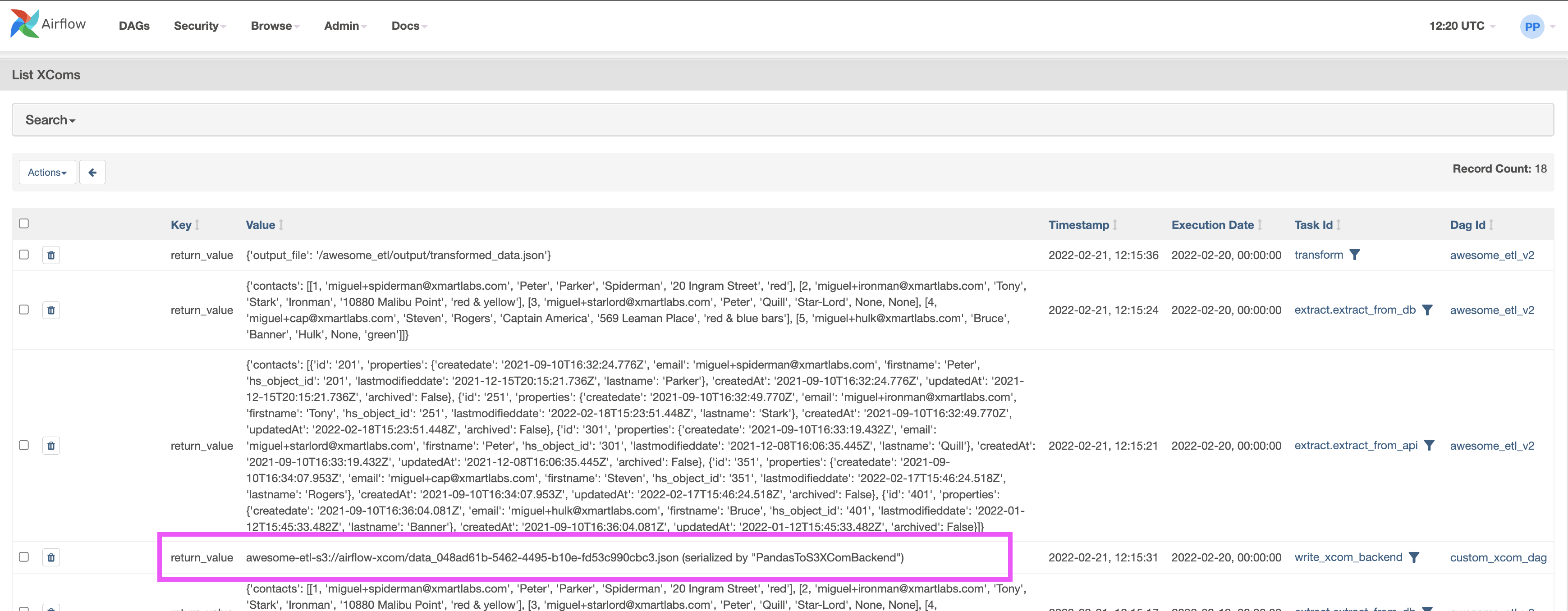 XComs custom variable